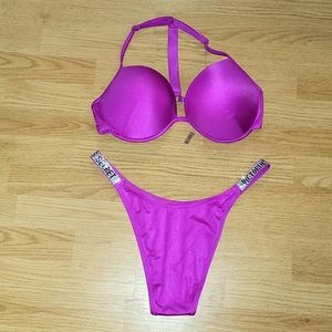 Victorias Secret Shine Strap Bikini Pink 34DDD/Large